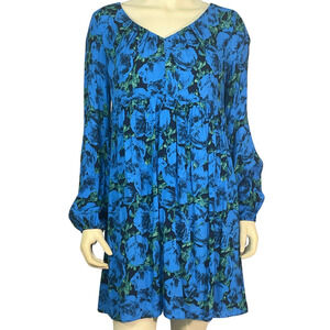 Primark Sz 8 Babydoll Dress Puff Sleeves V-Neck Cottagecore Romantic Blue Floral